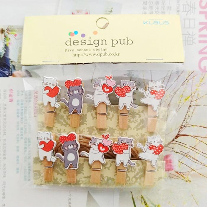 

Мультяшный Кот Любовь Цветочный Магазин Держатель для Карточек Детский Сад Подвешивание Фото Маленькая Деревянная Прищепка 10pcs(one set)