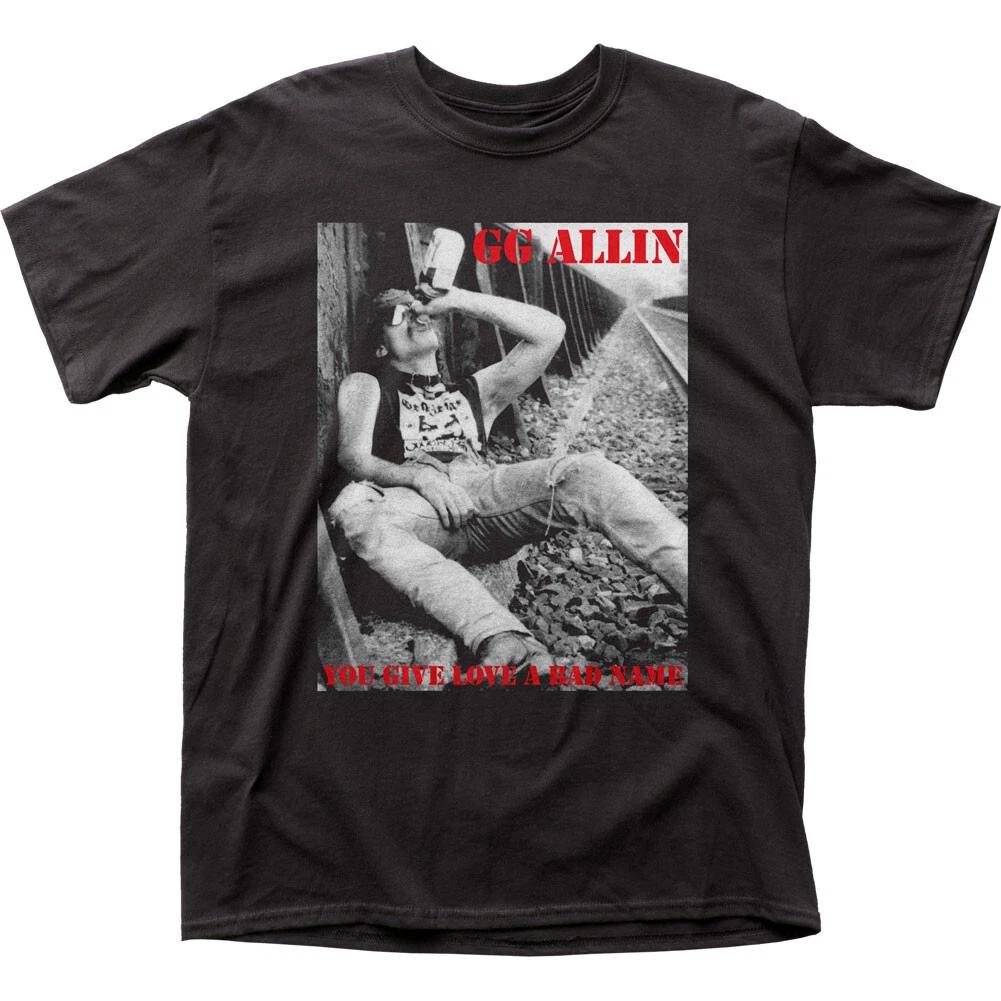 GG Allin You Give Love A Bad Name Mens T Shirt Rock and Roll Music Band Black
