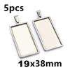 5-10pcs Rectangle Pendant Cabochon Base Blank Setting Tray Stainless Steel DIY Jewelry Making Accessories for Necklace Earrings