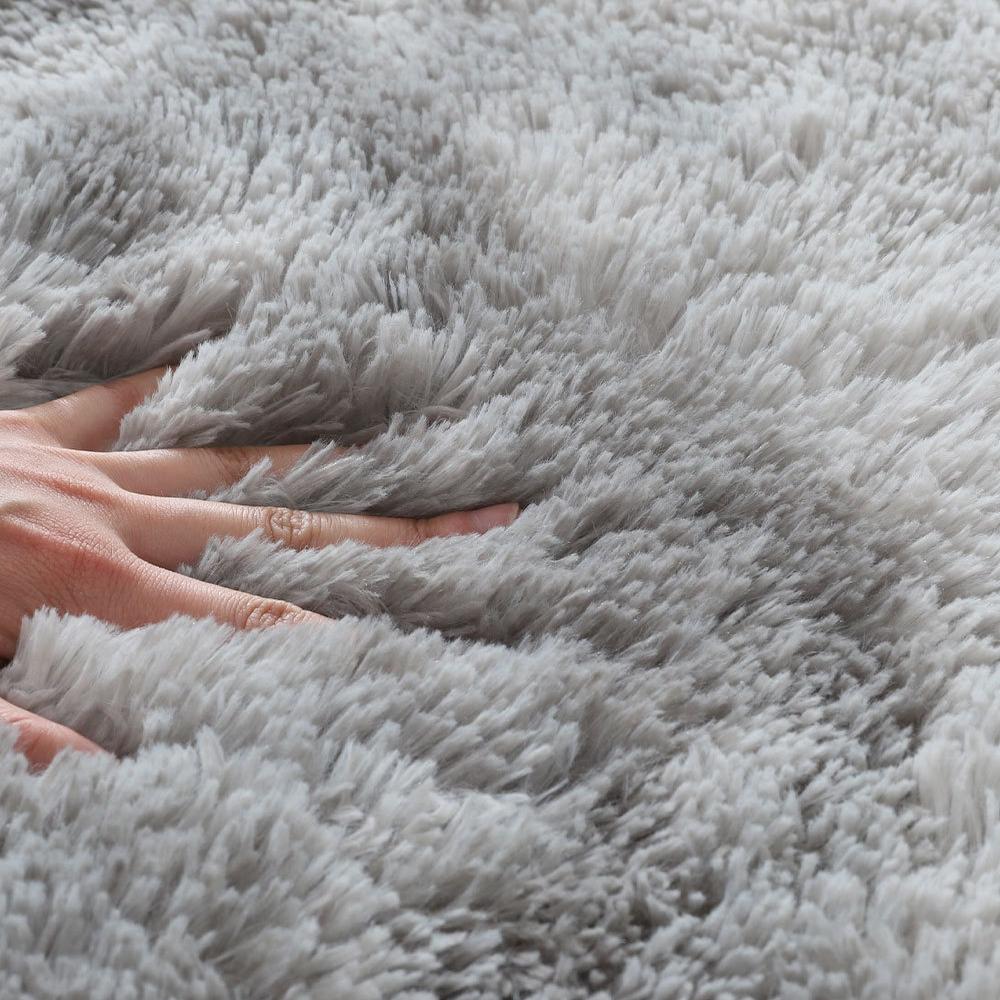 Fluffy Cream White Woolen Rug Solid Color Silk Wool Bedside Blanket Women's Room Rug Non Slip Bottom Living Room Mat Home Decor