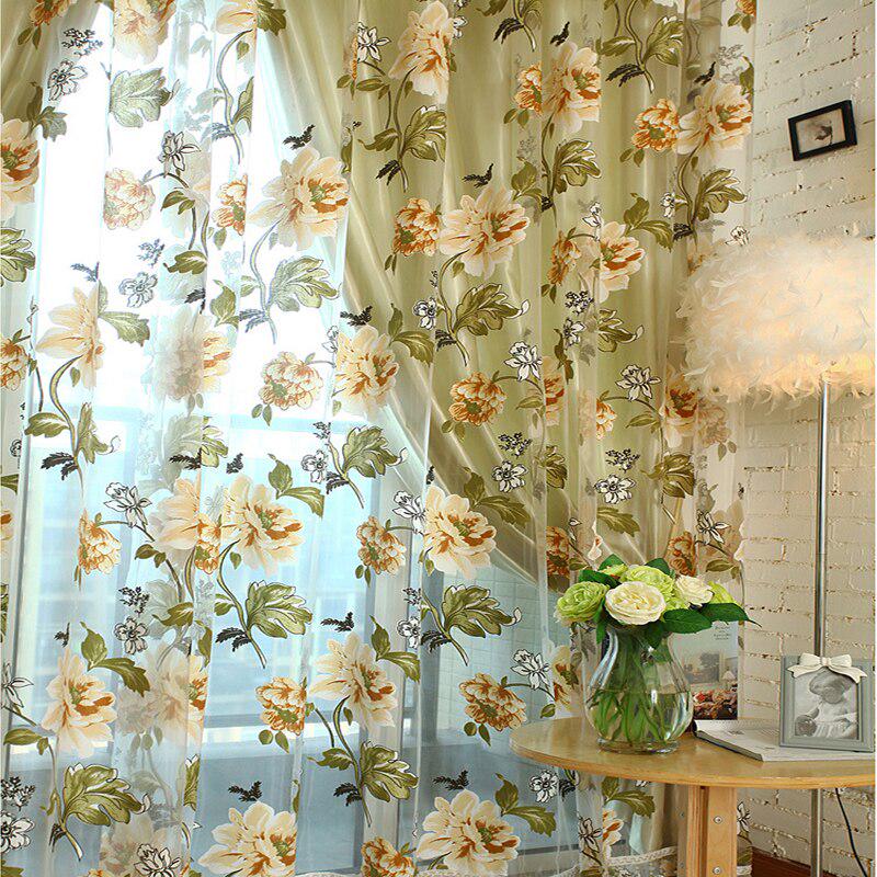 Peony Pattern Curtains Tulle Sheer Modern or Living Room Bedroom Windows Panel Balcony Decor