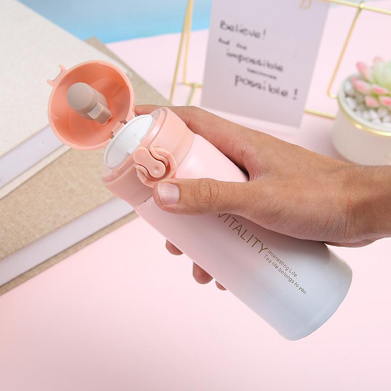 High Value Gradual Change Color 304 Stainless Steel Thermos Cup Creative Bouncing Handheld Straight Cup Mini Compact Pocket Cup