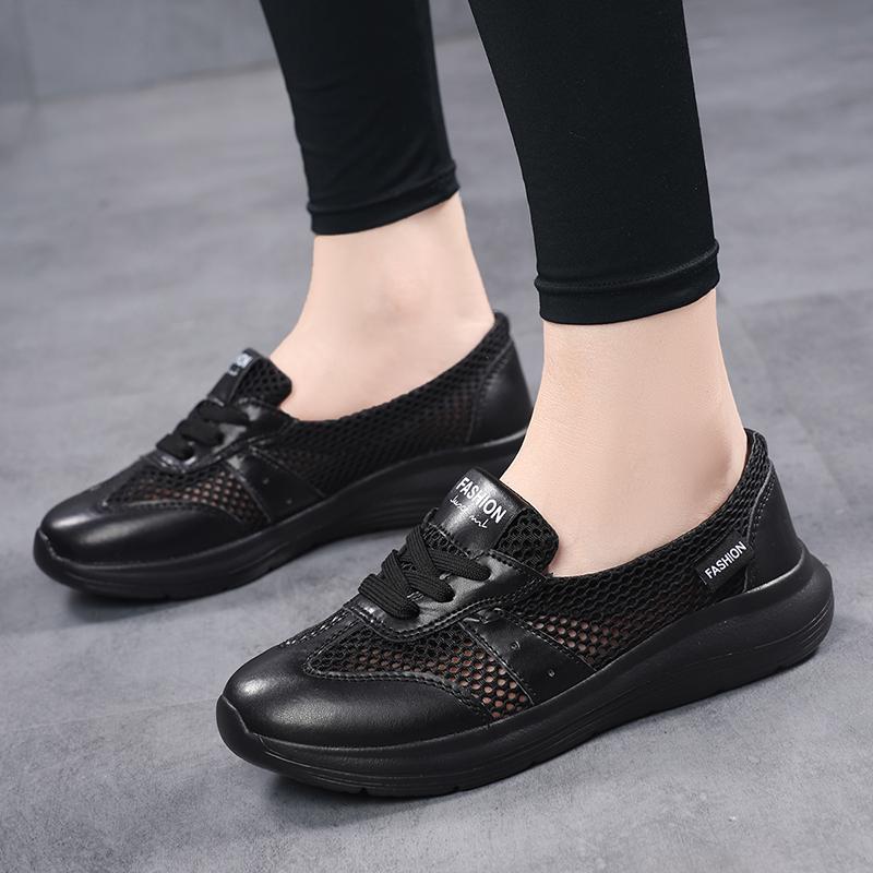 TUINANLE Flats Shoes for Women Summer Lace Up Casual Sneakers Breathable Soft Sole Loafers Plus Size