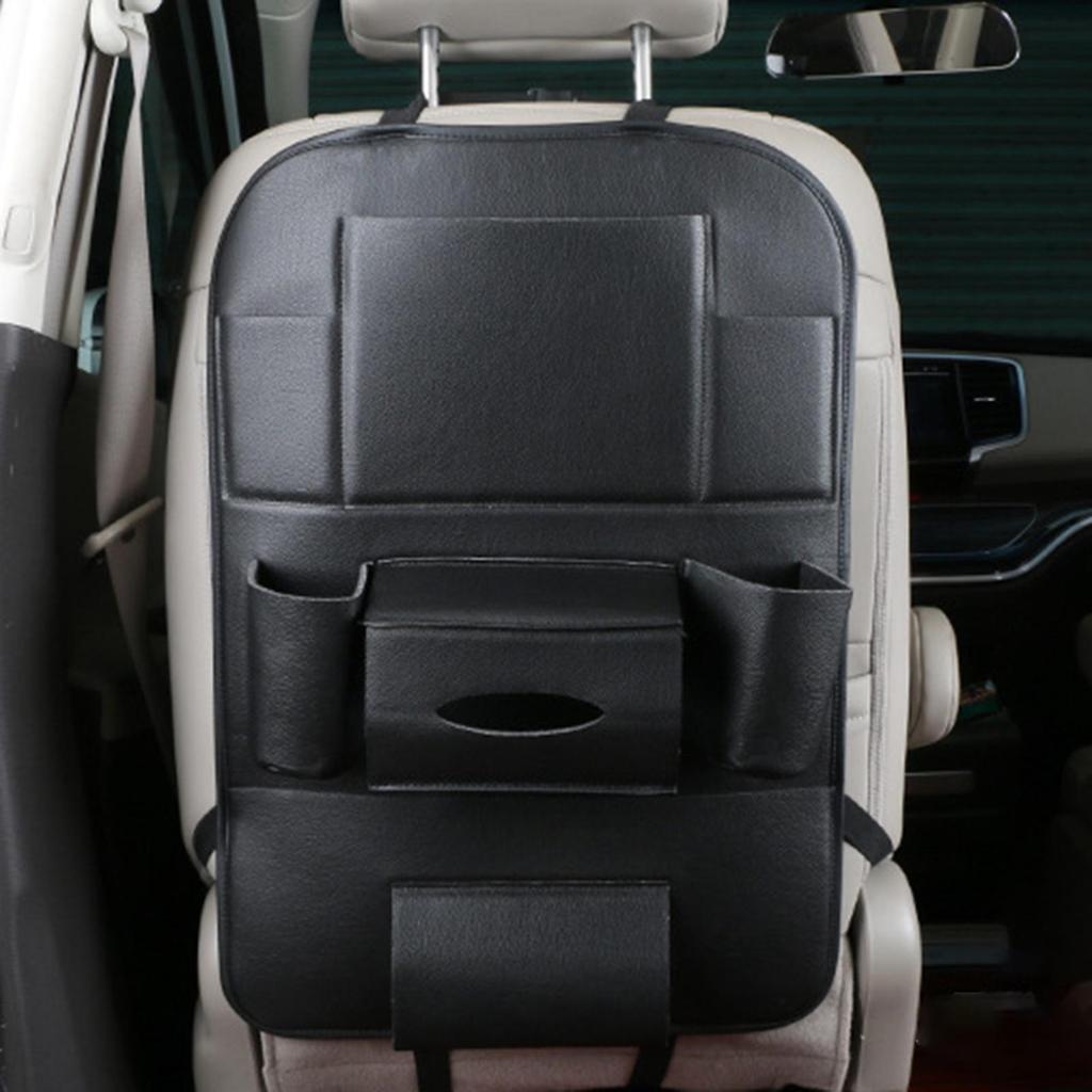 Car Seat Back Organizer PU Leather Tissue Box Storage Backseat Protector Phone