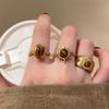 Vintage Maillard Sunflower Open Adjustable Ring Unisex Cool Elliptical Geometry Fashion Jewelry for Women Men