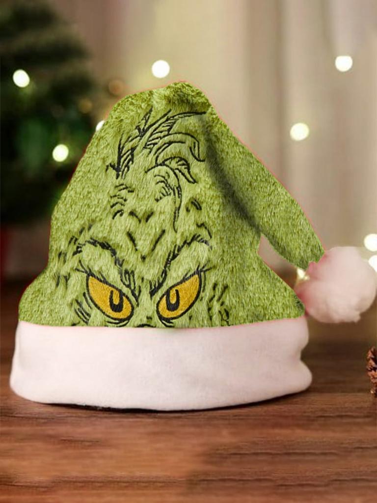 Grinch Green Christmas Hat With Thick Double Sided Velvet For Winter Holiday Celebration