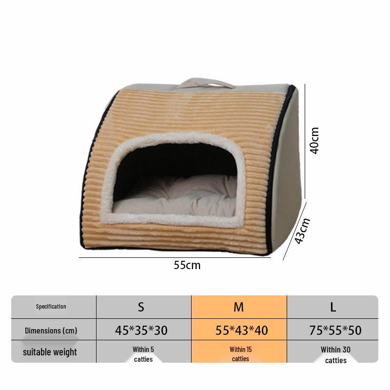 

Универсальная полузакрытая вилла для питомцев: Ветрозащитное и теплое гнездо для кошек и собак на все сезоны L: 75*55*50