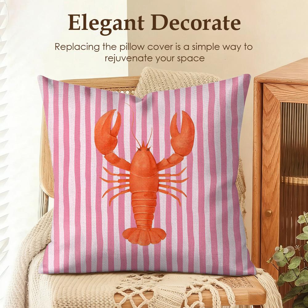 

Ocean Life Theme Striped Cushion Cover Natural Linen Organic Fabric DoubleSided Printing Sofa Home Decor Gift Pillow Case 30x30cm