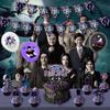 Rechizitele pentru petreceri de miercuri Addams includ banner, cupcake toppers, baloane