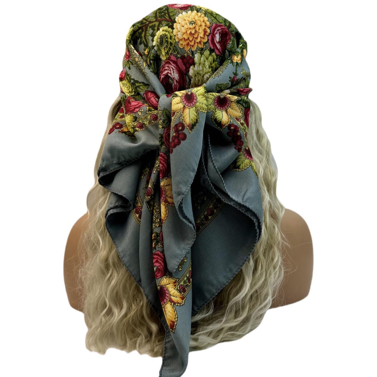 Russian Ethnic Style 90cm Printed Headscarf 90*90