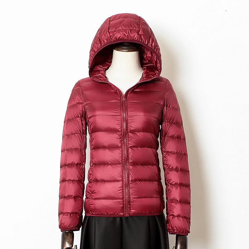 Winter light and thin casual hooded down jacket women's simple short fashion women