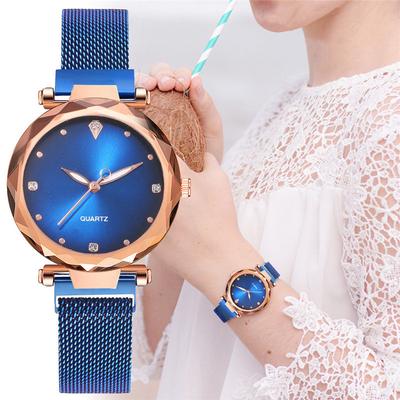 Women'S Watch Luxury Stainless Steel Strap Magnet Buckle Quartz Watch