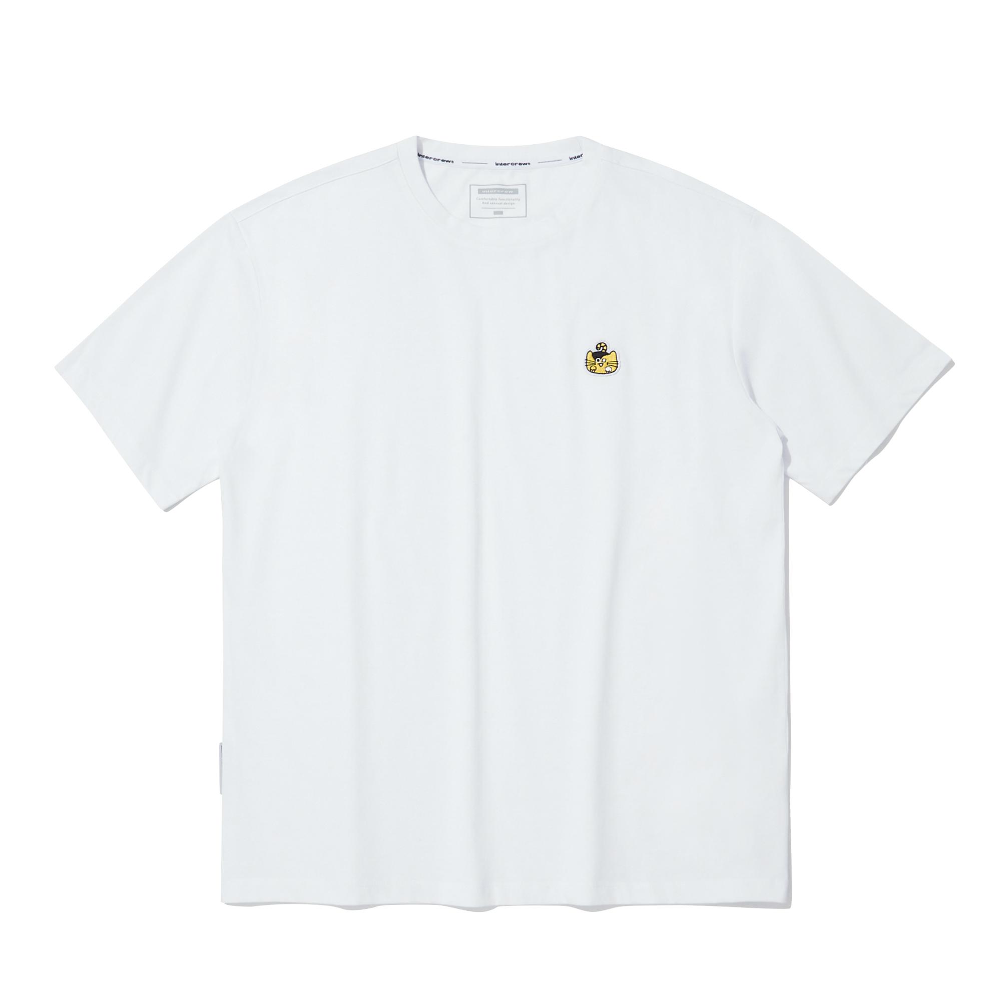 Intercrew Cat Patch Point Short Sleeve White Itz2Tr35Gwh White/Xl(105)