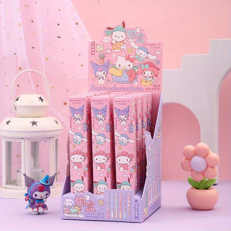 

12Pcs Sanrio Family Press Pen Cute Hello Kitty Cinnamon 0.5mm Black Neutral Pen Portable Pen Clip Student Stationery Gift Random style 12Pcs