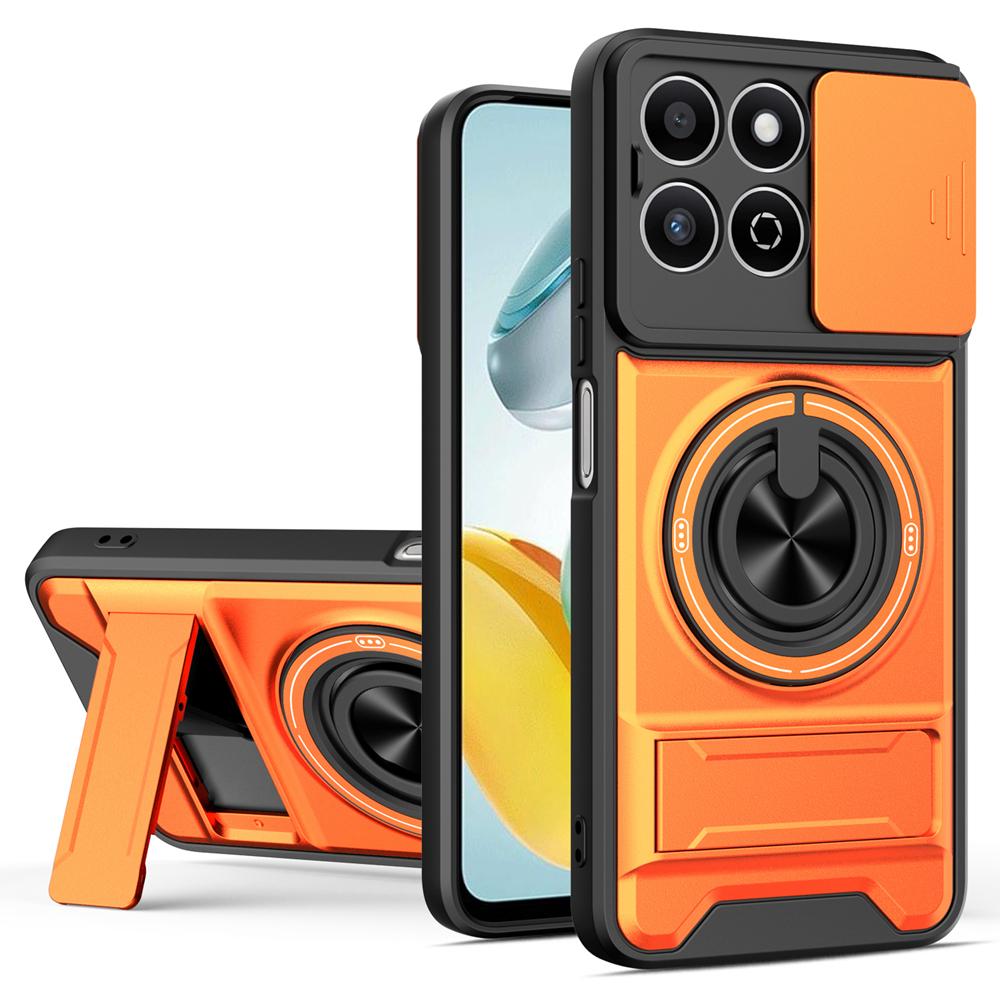 KEYSION Magnetic Phone Case for HONOR X7d 4G 5G Slide Camera Protection Upright Kickstand Shockproof Cover for Honor 400 Smart 5G