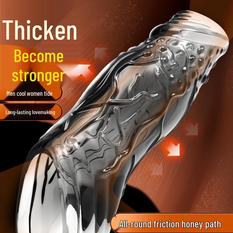 Enhanced Men's Wolf Tooth Sleeve Restraint Ring: Thickening, Enlarging, Exposed Head Lock Condom.