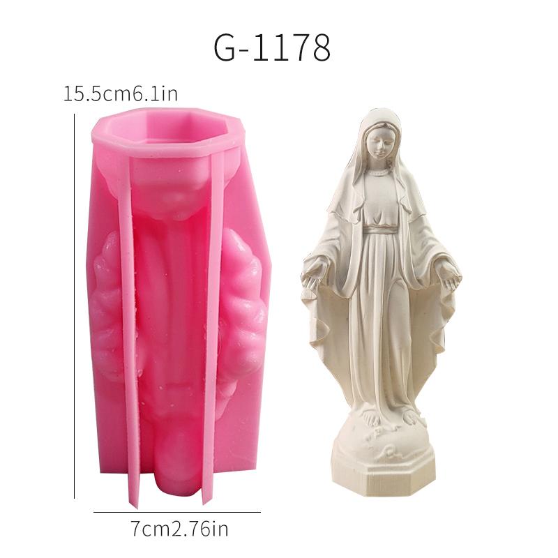 Silicone mold for DIY Virgin Mary scented candle; decoration of a diffuser stone candle holder
