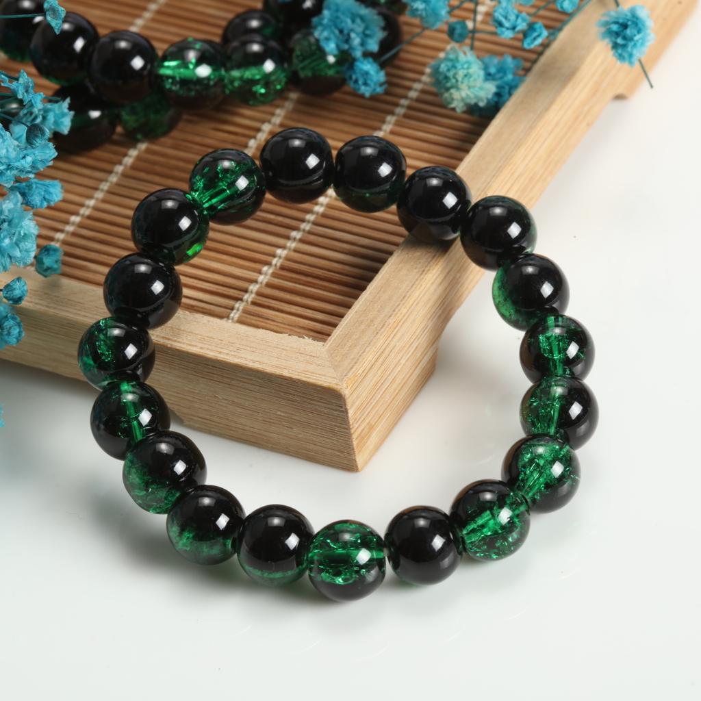 10mm Cracked Flower Glass Beaded Bracelets, Multi-Color Y2K Sweet Cool Style Bracelets for Women Fashion Jewelry Accessories