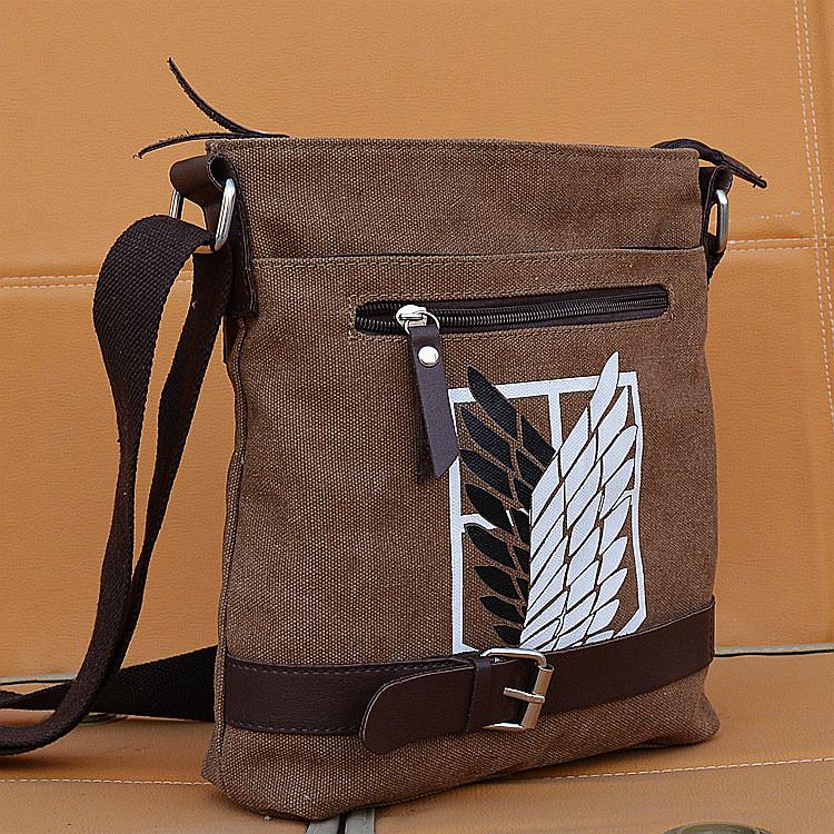 Attack on Titan Canvas Umhängetasche Für Männer Mit Strapazierfähigem Stoff Und Cartoon-Print