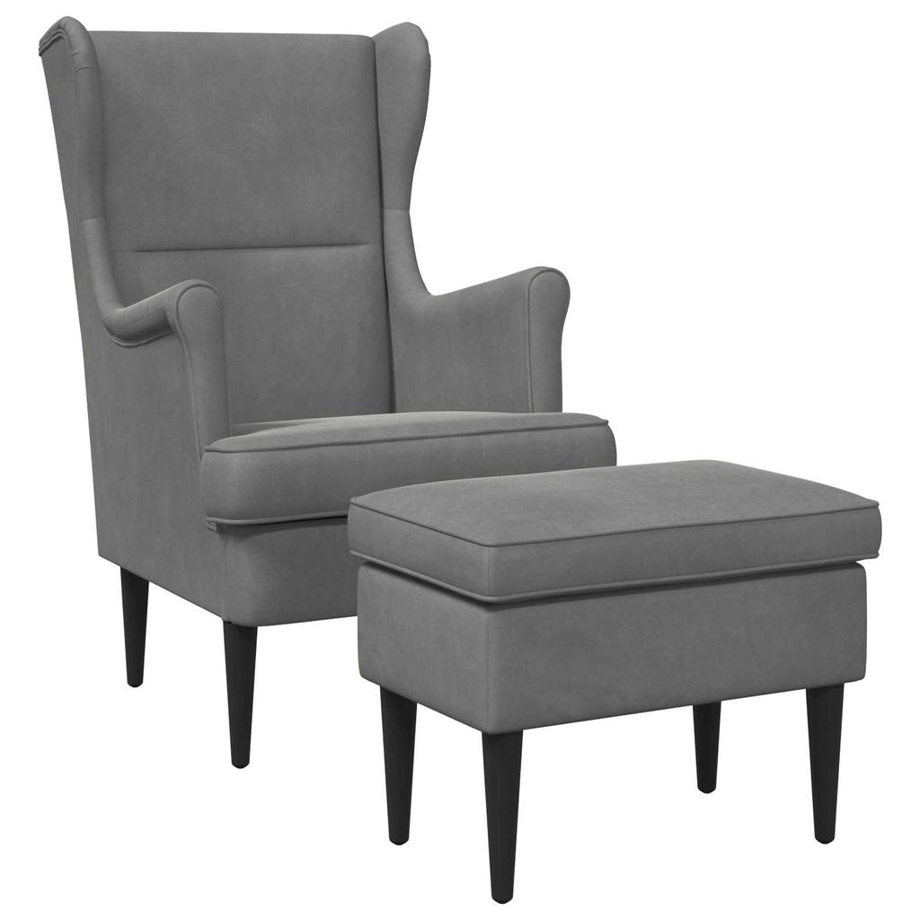 Armchair with Footstool 2 pcs Dark Grey Velvet