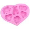 Silikonové formy na pečení ve tvaru srdce a medvídka, 6dílná sada pro DIY pěny, zmrzliny, výrobu čokoládových dezertů, odolný kuchyňský nástroj
