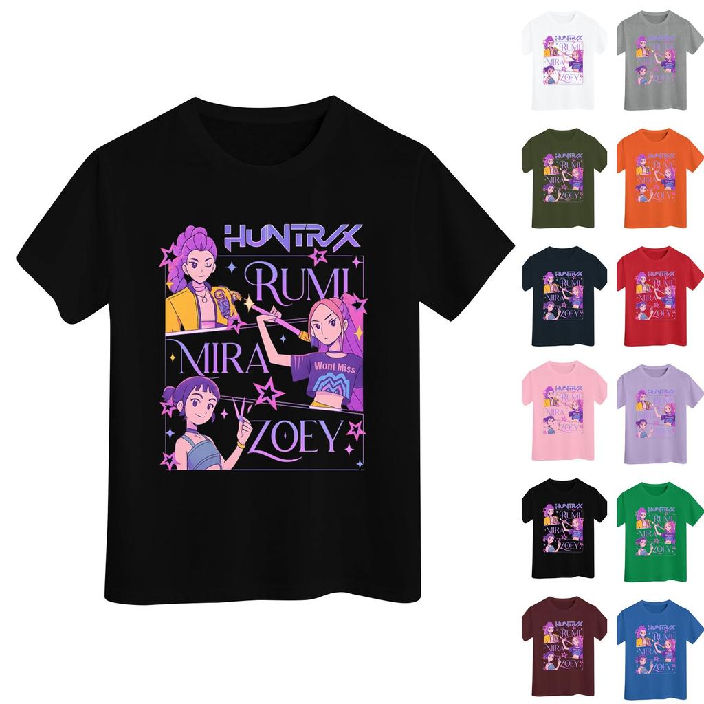 Boys Girls Round Neck Casual Printed Short-sleeved T-shirt Top