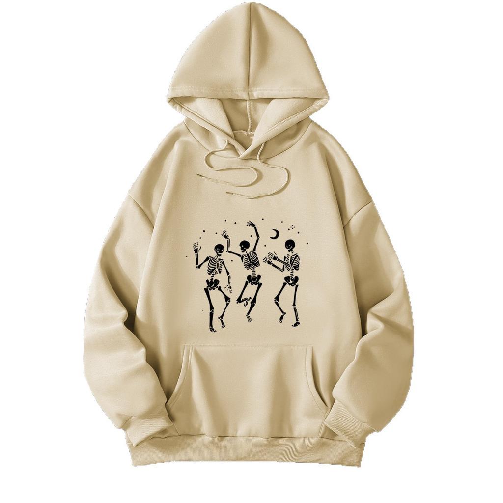 Mingxin Cross-border Women's Clothing Supply Chain Halloween Three-person Skull New Sweater Loose Large Size Women's Coat