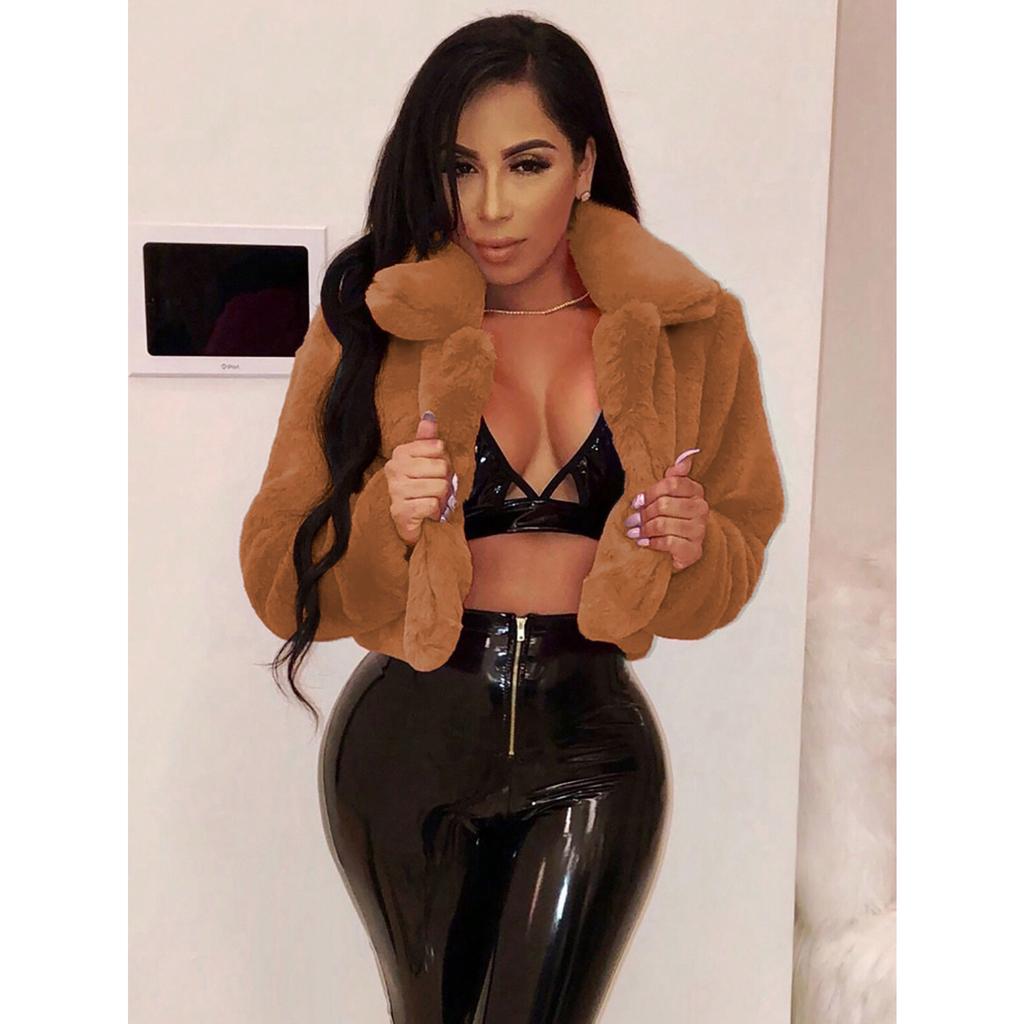 2025 Vegan Fur Cropped Jacket - Plush Faux Shearling Cardigan Coat W/ Oversized Fit, Lounge-to-Street Cocoon Coatigan for Winter