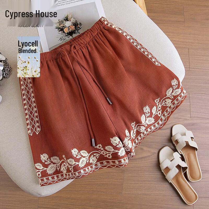 Women s High-Waist Tencel Ramie Linen Old Money Style Casual Shorts 2XL