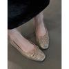 Sheepskin Version~ French Retro Bow Woven Flat-bottomed Ballet Shoes Women's Korean Version Leather Versatile Light Mouth Single Shoes
