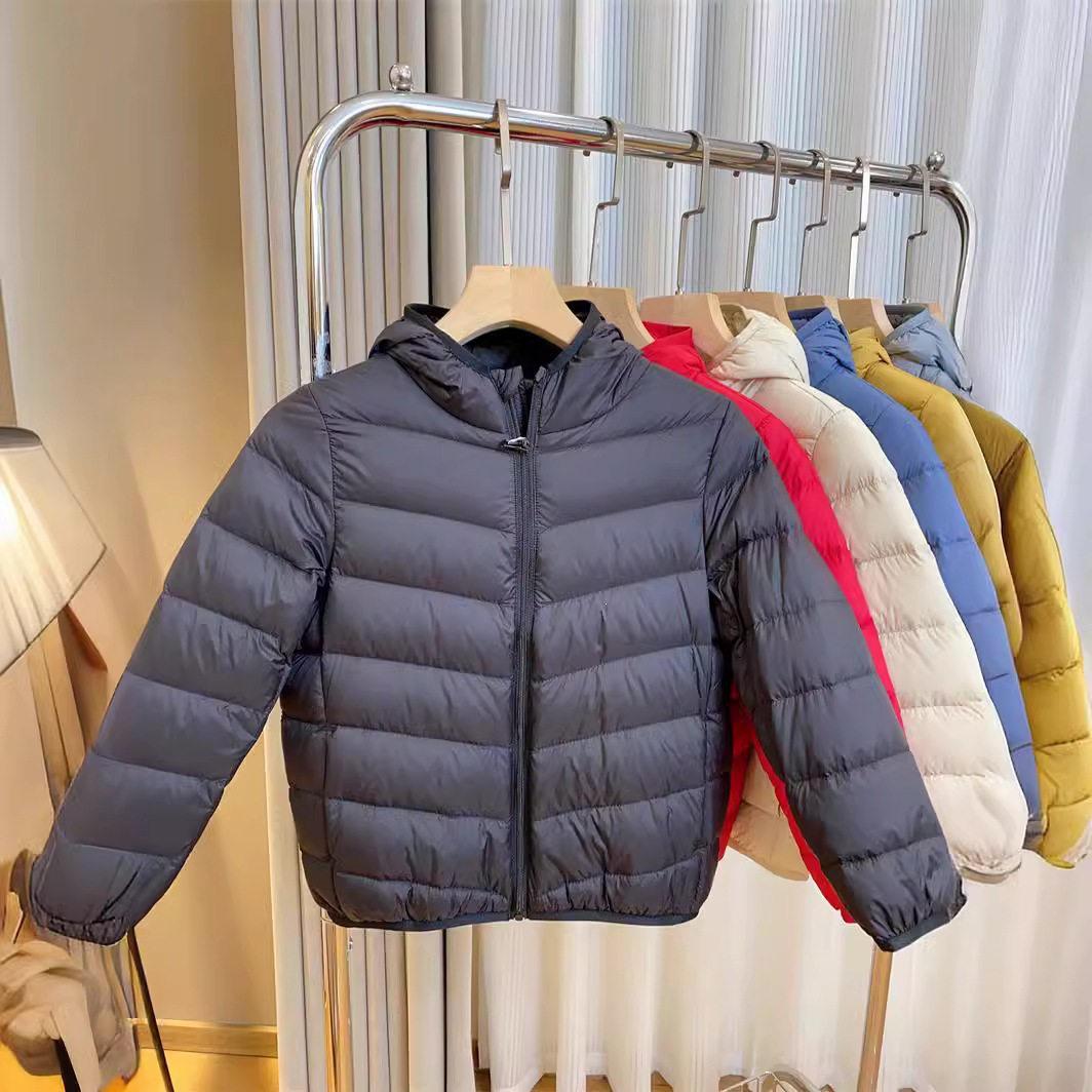 Kids  Lightweight Hooded Down Jacket for Boys & Girls - Medium/Large Sizes, Short Style, 90% White Duck Down 100cm