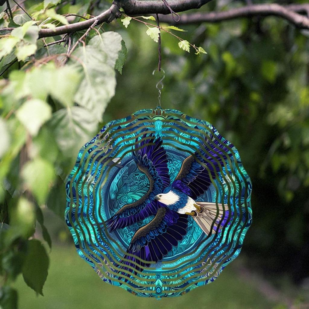 10 Inch Eagle Wind Chime for Outdoor Decor Rotating Hook Hanging Ornament Perfect for Courtyard Lawn Garden Spring Summer Gift