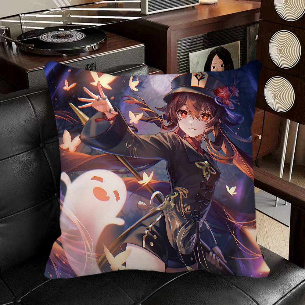 Hu Tao Genshin Impact Game Pillow Case Square Pillow Bedroom Sofa Leisure Comfort Cushion Car Home Decoration