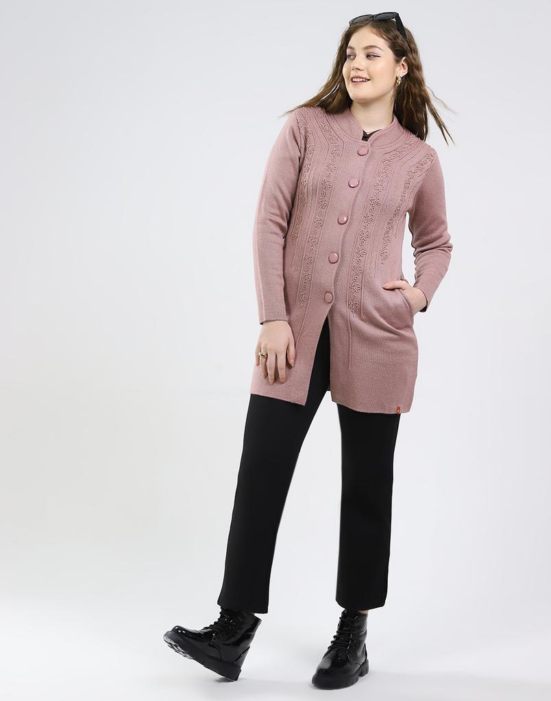Monte Carlo Women Round Neck Full Sleeve Knitted Coat