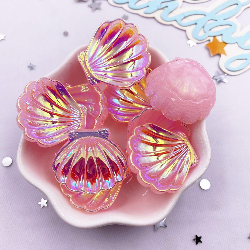 10PCS Colorful AB Resin Glitter Shells Flat Back Cabochon Stone Scrapbook DIY Bow Decor Home Figurine DIY Craft Supplies