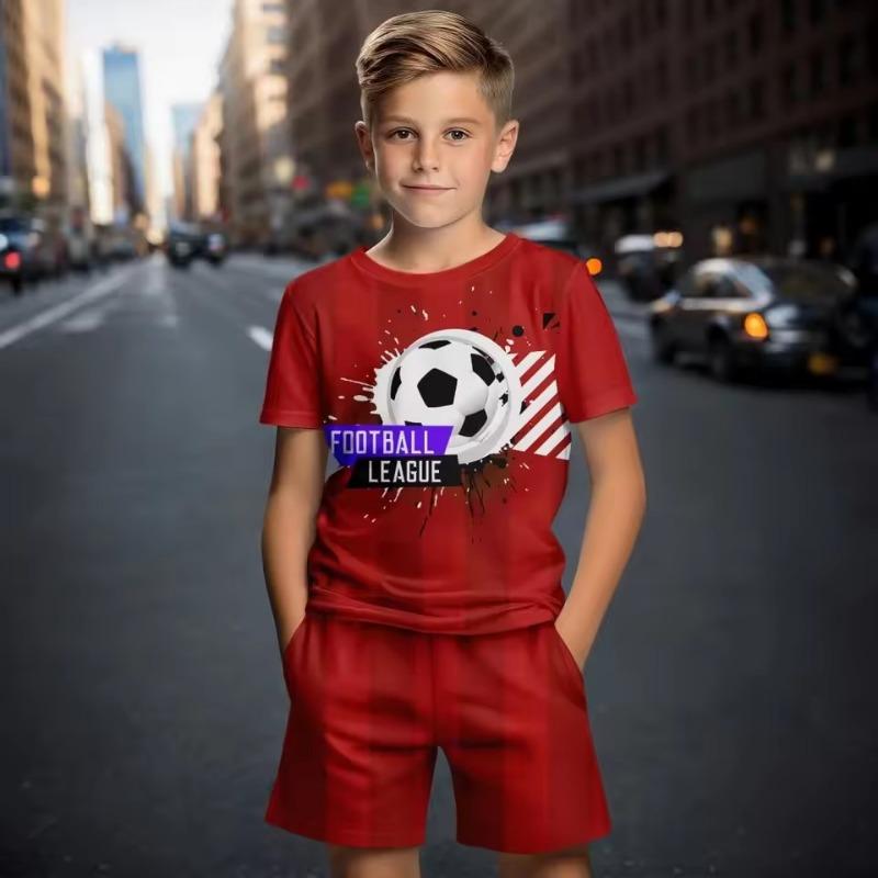 

Летний детский костюм Повседневная мода 3D-принт Повседневные пуловеры Короткие рукава Шорты Толстовки, Мальчики 160