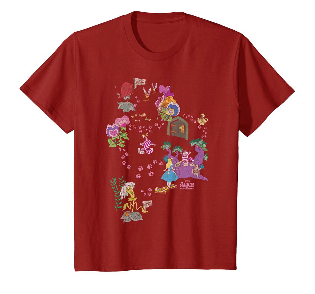 Disney Alice in Wonderland Cheshire Cat Footprint Map T-Shirt