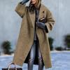 2026 New Women's Long Wool Blend Coat, Oversized Solid Color Casual Overcoat for Autumn Winter, Plus Size Warm Trench Coat