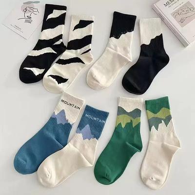 Autumn and Winter Trendy Socks, Personalized AB Student Couple Sports Socks, Asymmetrical Long Socks for Men and Women