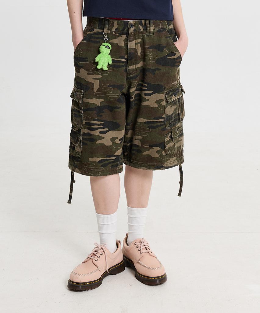 HOODHOOD Camo Bermuda Cargo Denim Pants Khaki
