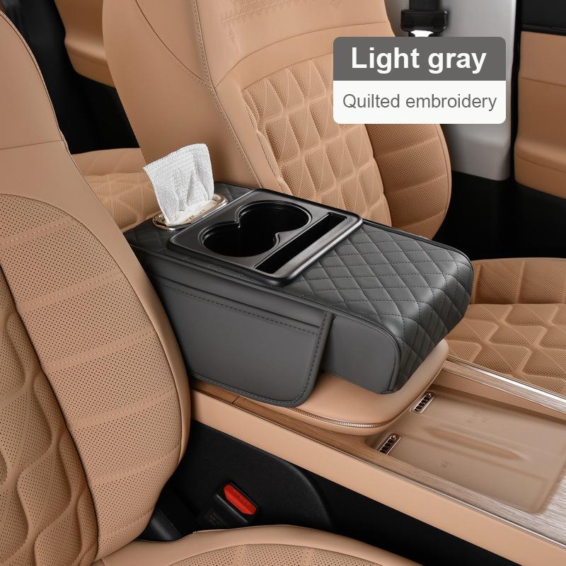 

SEAMETAL 3 в 1 подлокотник автомобиля подушка с эффектом памяти пена высота подушка коробка для салфеток из искусственной кожи с 2 держателями для стаканов серый
