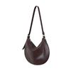 Niche Plant Tanned Soft Sheepskin Saddle Bag Minimalist Style Half Round Shoulder Bag Women's Vintage Genuine Leather Crossbody Bag