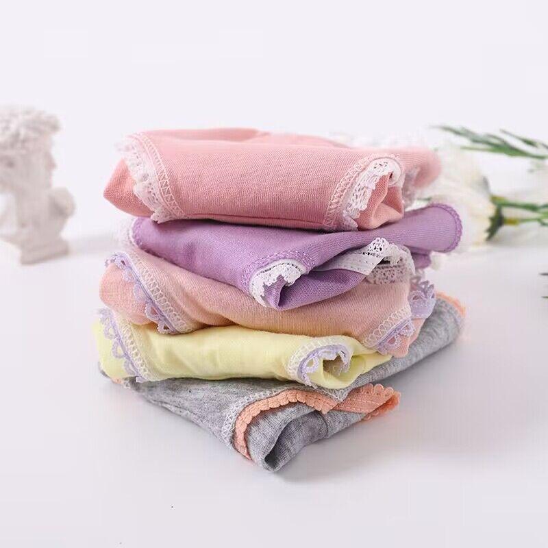 12PCS Girls Solid Briefs Panties Kids Underwear Girls Cotton Panties 1-12years