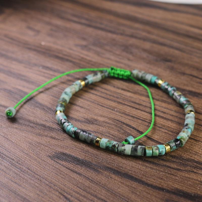 Turquoise Handmade 4mm Tibetan Beads Healing Calming Minimalist Women Bracelet