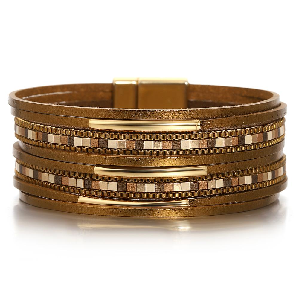 Square Leather Bracelet for Women Boho Tube Multilayer Wrap Wide Bangle Party Jewelry Accessory