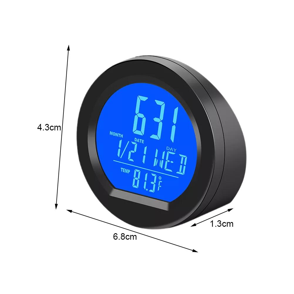 Solar Car Clock Digital Time Watch 2 In 1 Auto Clocks Thermometer With Backlight LCD Digital Display Car Interior Accessories
