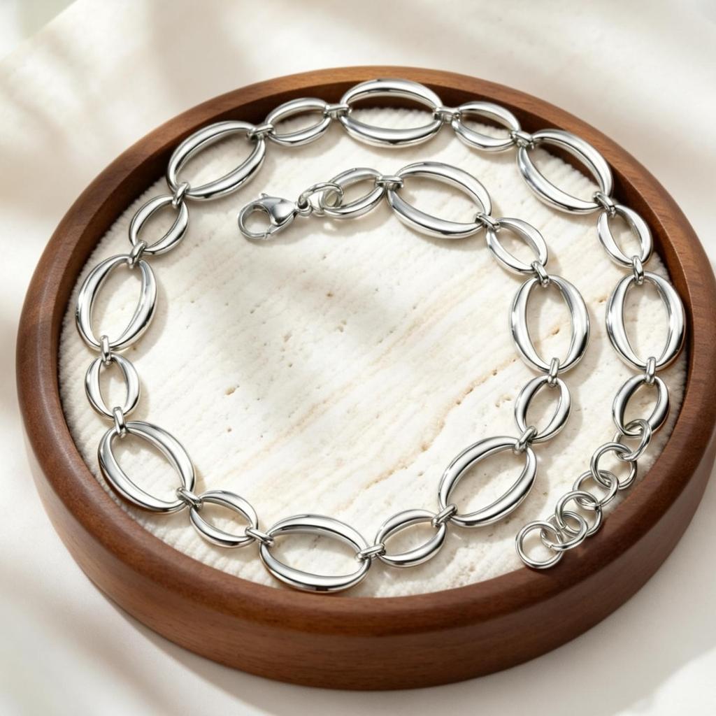 Distinctive Elliptical Necklace for Women,Hand-made Chain Stainless Steel Necklaces,High Quality Waterproof Jewelry Gift