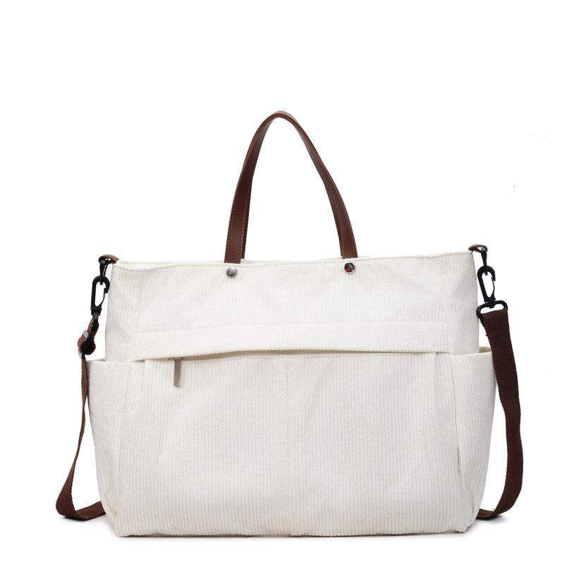 

Women s High-End Corduroy Tote: Large Capacity Bag for Travel & Commuting грязно-белый
