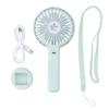Green Parallel Wind Fan Mini Usb Charging Mute Outdoor Handheld Fan With Base For Outdoor