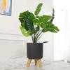 Self Watering Flower Pot Planter Pot with Solid Wood Legs Solid Color Flower Pot with Drainage Holes for Home Garden